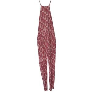Tart Collections Adella Red White Geometric Halter Sun Up Jumpsuit Pockets Small